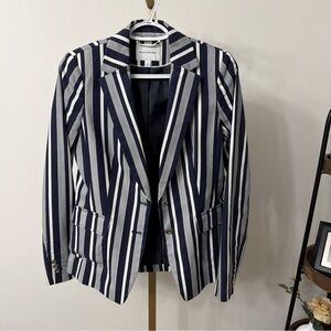 Banana Republic Navy and White Striped Blazer